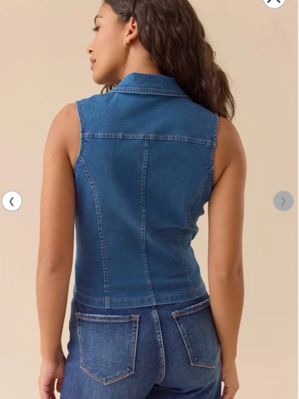 Saige Zip Up Denim Vest - Picture 2 of 3